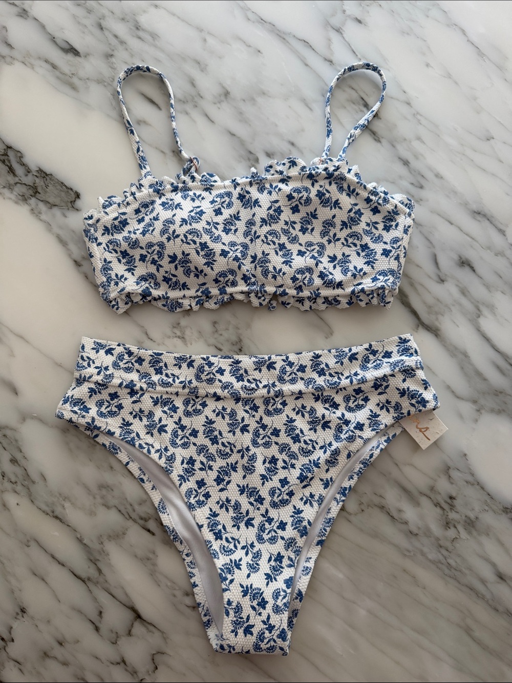 Net raisens blue white floral 2 piece bikini small
